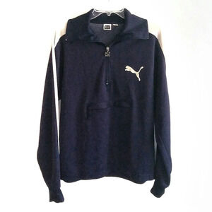 𝅺Boys Puma Navy & Cream 1/4 Zip Sweatshirt Activewear Sports School Boy XL